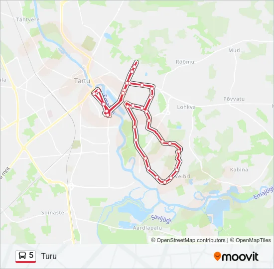 5 Bus Line Map