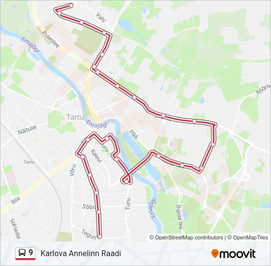 Автобус 9: карта маршрута