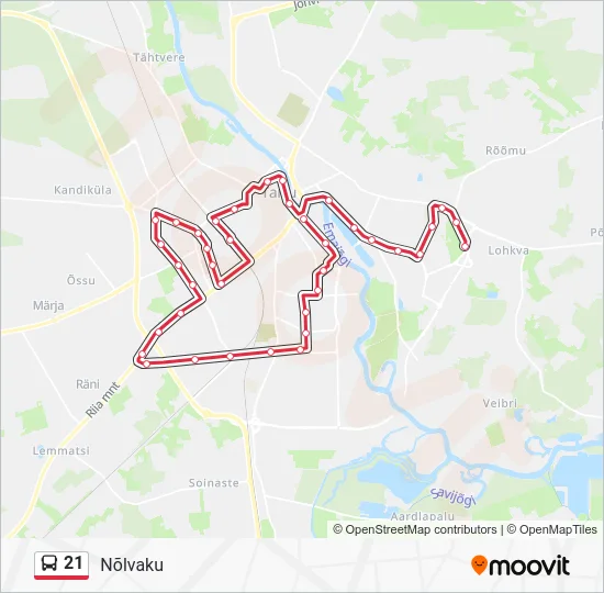 Автобус 21: карта маршрута