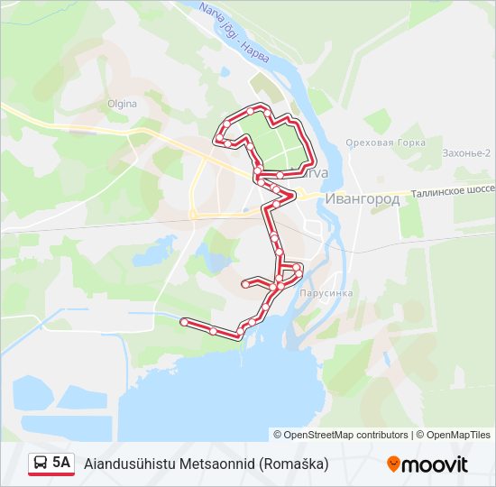 Автобус 5A: карта маршрута