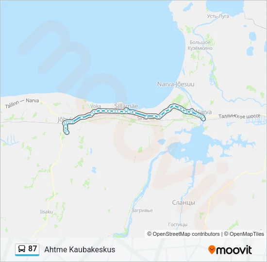 Автобус 87: карта маршрута