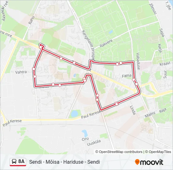 Автобус 8A: карта маршрута
