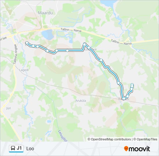 Автобус J1: карта маршрута