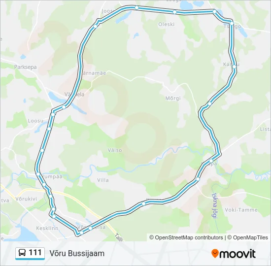 111 Bus Line Map