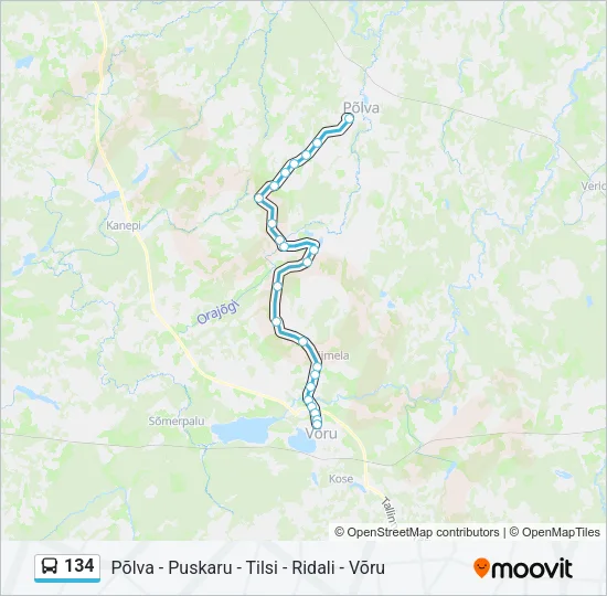 134 Bus Line Map