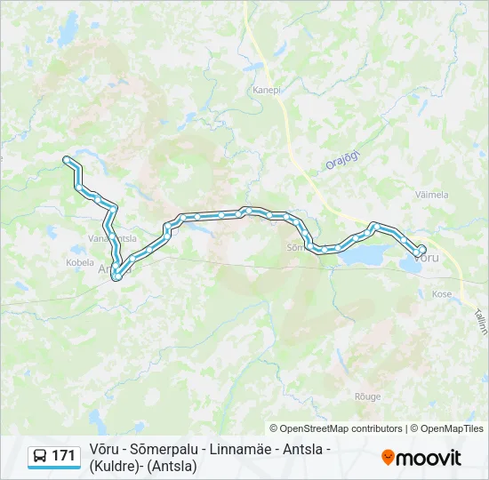 Автобус 171: карта маршрута