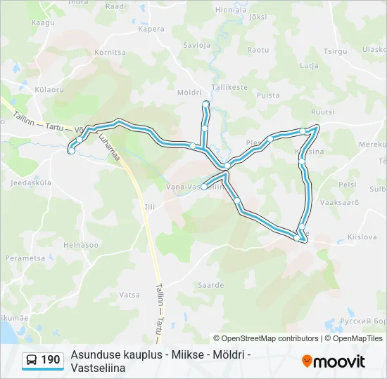 Автобус 190: карта маршрута