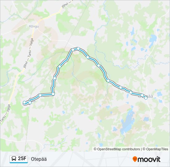 Автобус 25F: карта маршрута