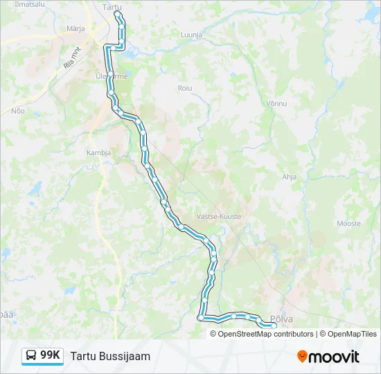 Автобус 99K: карта маршрута