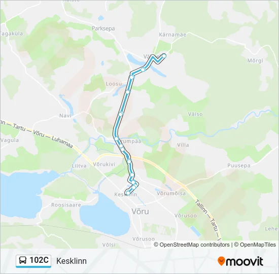 102C Bus Line Map