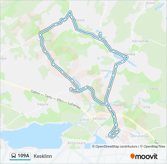109A Bus Line Map