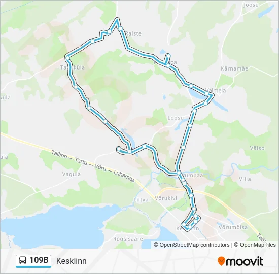 Автобус 109B: карта маршрута