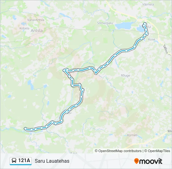 Автобус 121A: карта маршрута