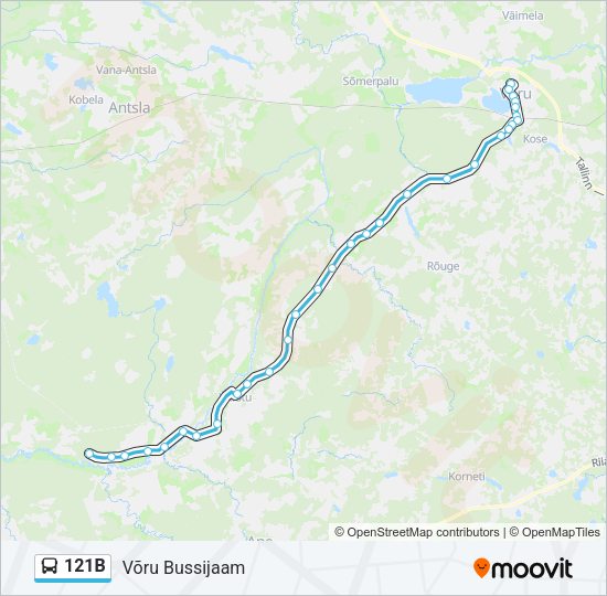 Автобус 121B: карта маршрута
