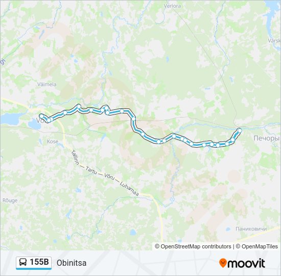 Автобус 155B: карта маршрута