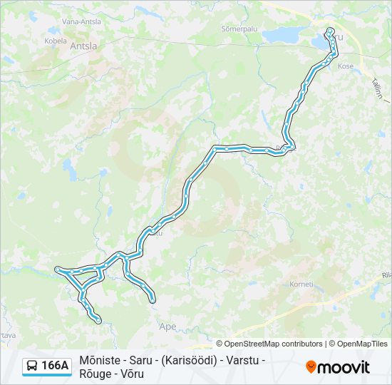 Автобус 166A: карта маршрута