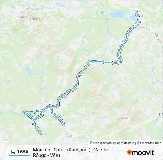 Автобус 166A: карта маршрута