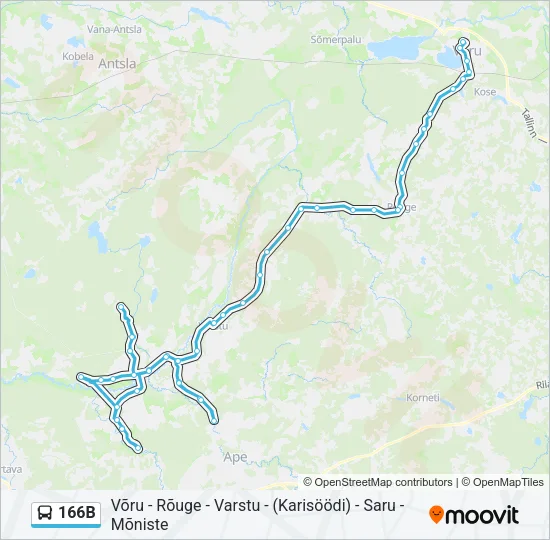 166B Bus Line Map