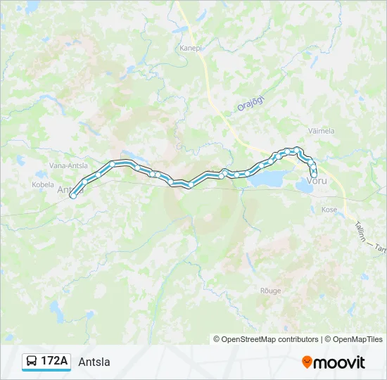 Автобус 172A: карта маршрута