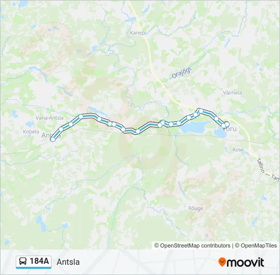 Автобус 184A: карта маршрута