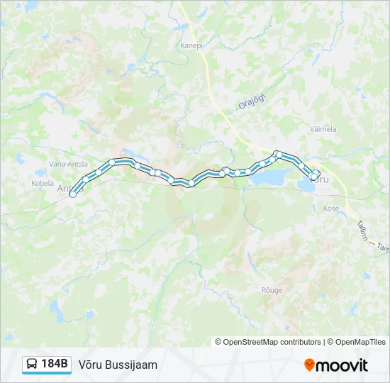 Автобус 184B: карта маршрута