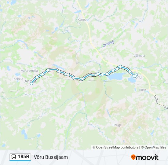 Автобус 185B: карта маршрута