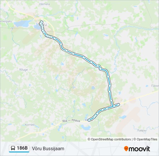 Автобус 186B: карта маршрута