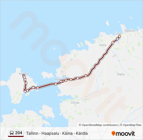 Автобус 204: карта маршрута