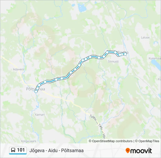 Автобус 101: карта маршрута