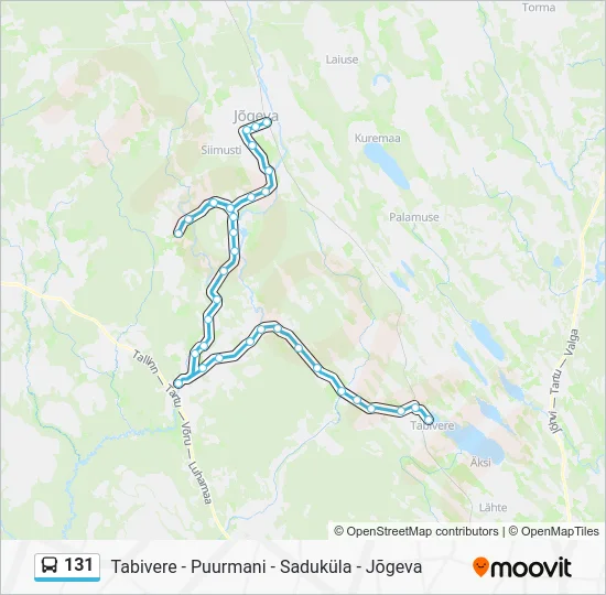 Автобус 131: карта маршрута