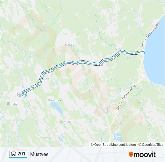 Автобус 201: карта маршрута