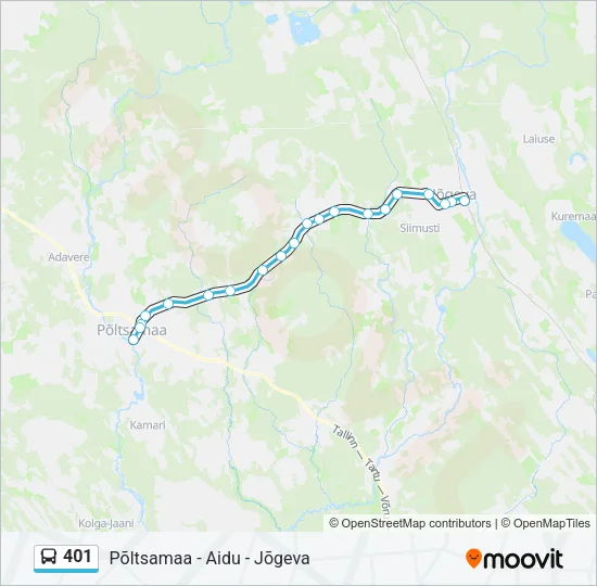 Автобус 401: карта маршрута