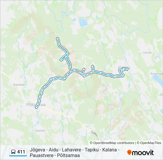 Автобус 411: карта маршрута