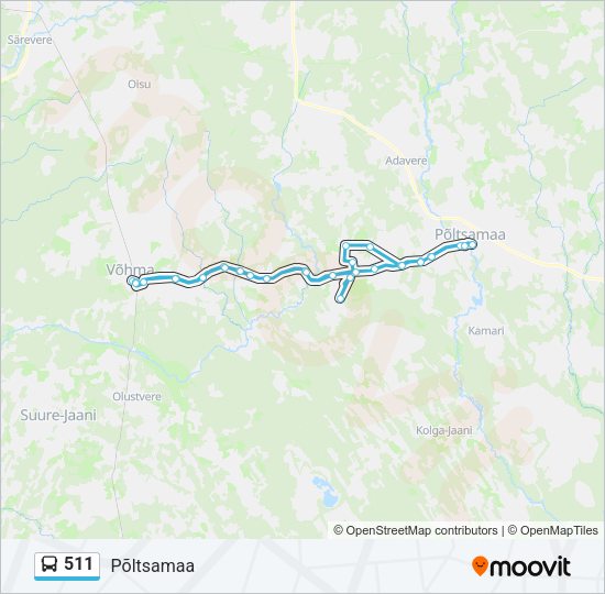 Автобус 511: карта маршрута