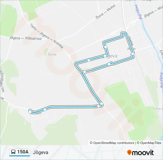 150A Bus Line Map