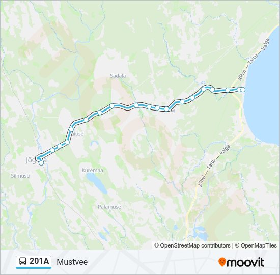 Автобус 201A: карта маршрута