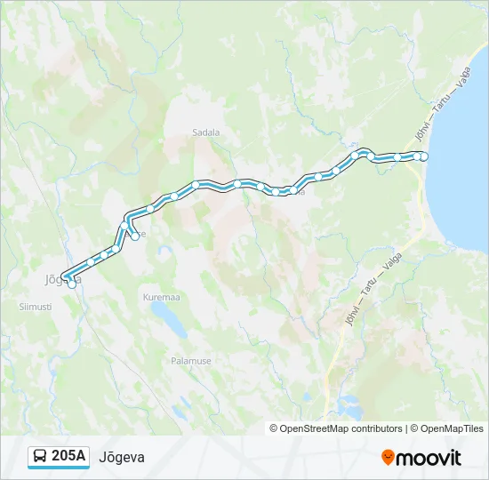 Автобус 205A: карта маршрута