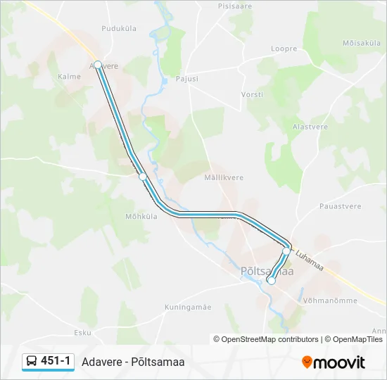 Автобус 451-1: карта маршрута