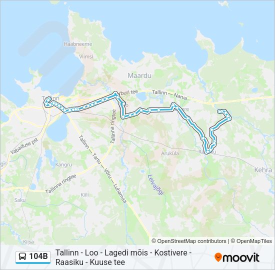 Автобус 104B: карта маршрута