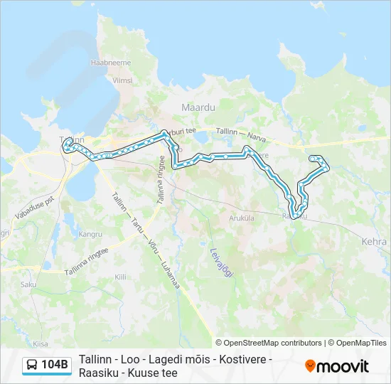 Автобус 104B: карта маршрута
