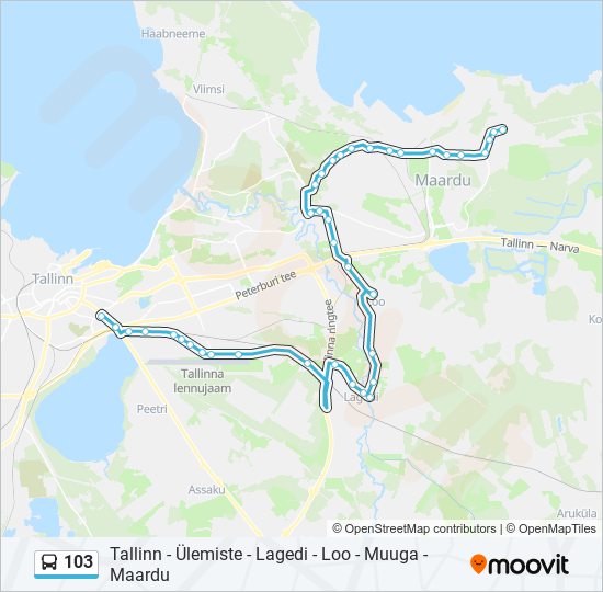 103 bus Line Map