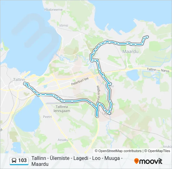103 Bus Line Map