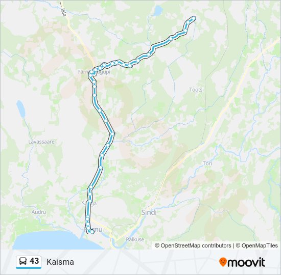 Автобус 43: карта маршрута