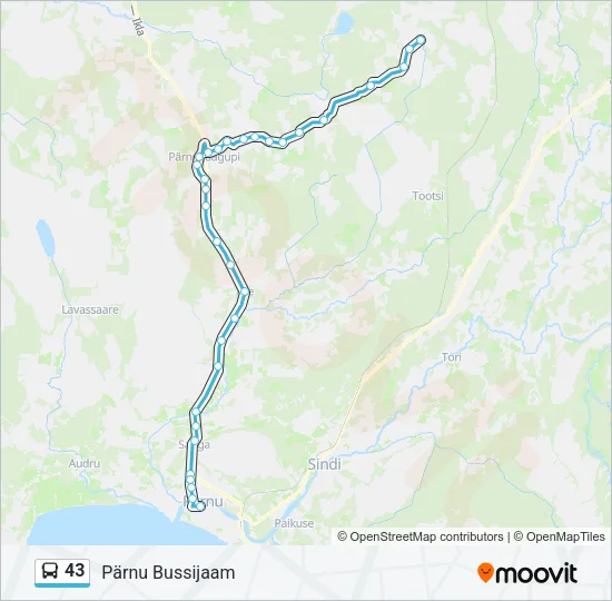 43 Bus Line Map