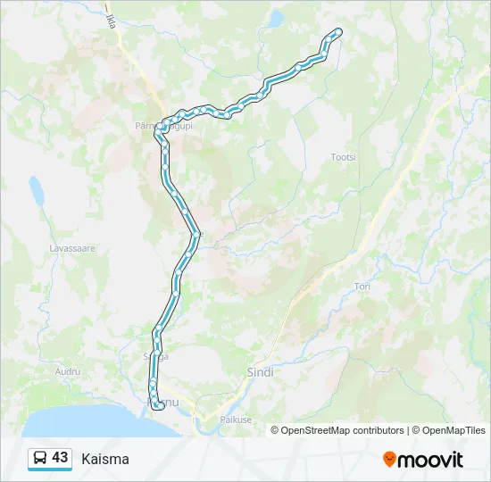 43 Bus Line Map