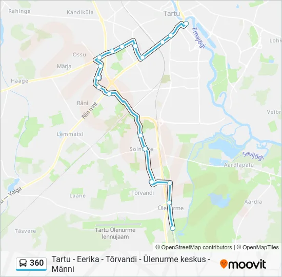 Автобус 360: карта маршрута