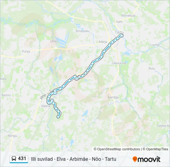 Автобус 431: карта маршрута