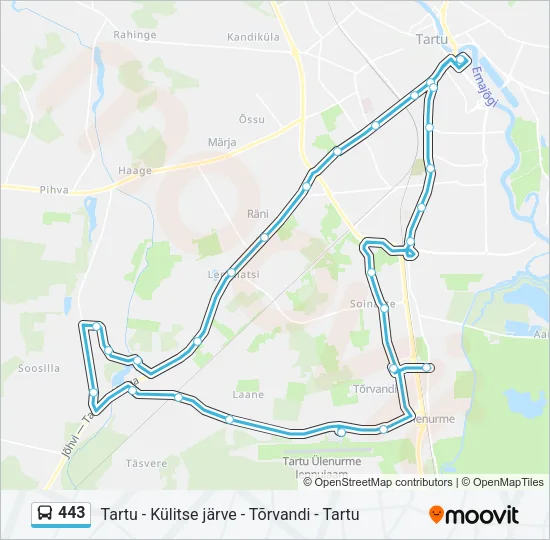 Автобус 443: карта маршрута