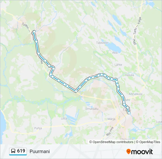 Автобус 619: карта маршрута