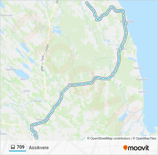 Автобус 709: карта маршрута